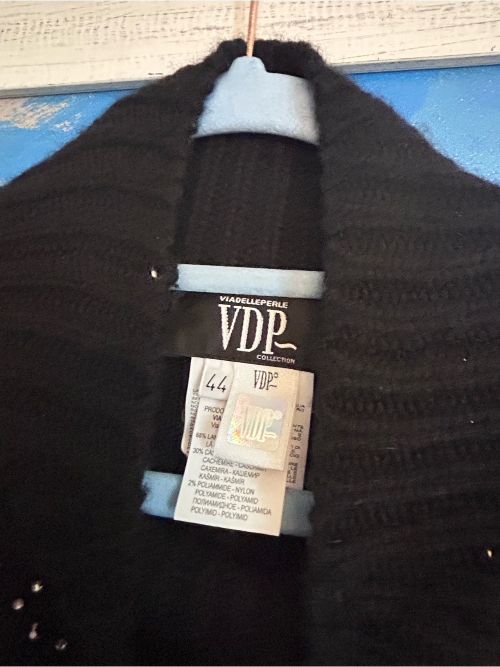 VDP Embellished Black Sweater Cape Zip up details - Picture 12 of 15
